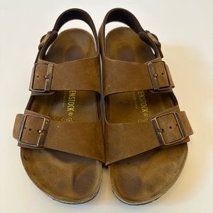 Birkenstock Milano brown leather ankle strap sandal EU 37